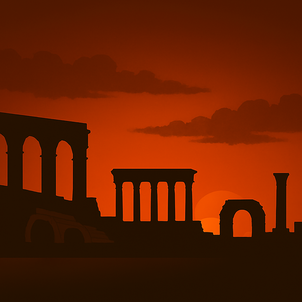 image of a sillouette of laodicea in in asia minor at dusk