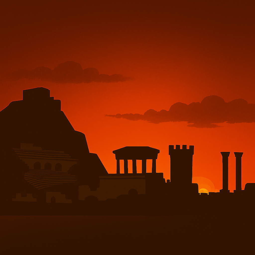 image of silhouette of pergamum at dusk