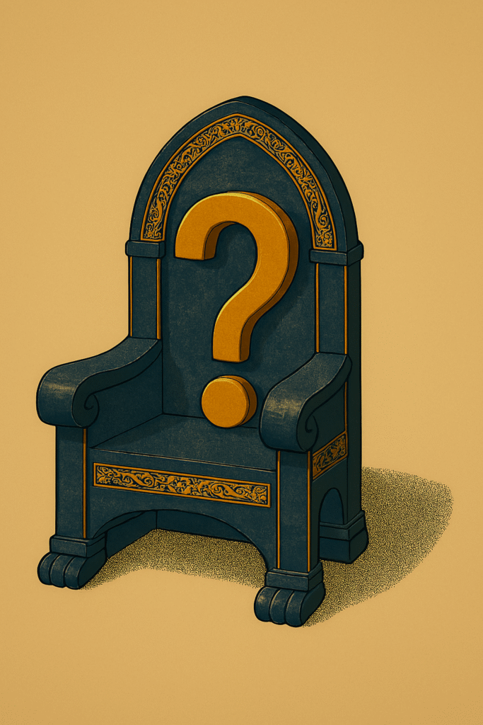 image of lapis throne with question mark seated in it