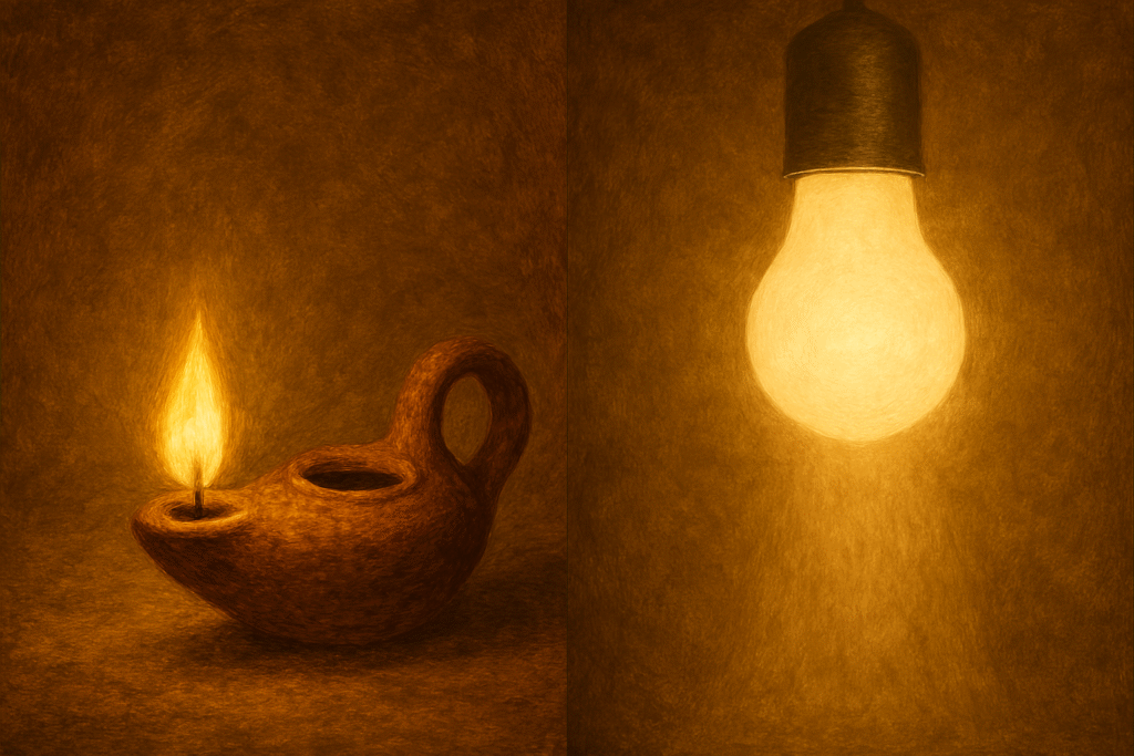 image of the return parable, same light in a different lamp
