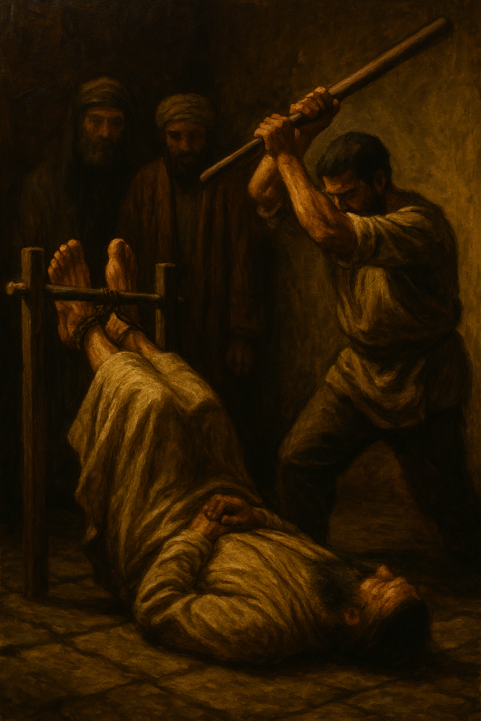 image of the bastinado torture device used on baha'u'llah.