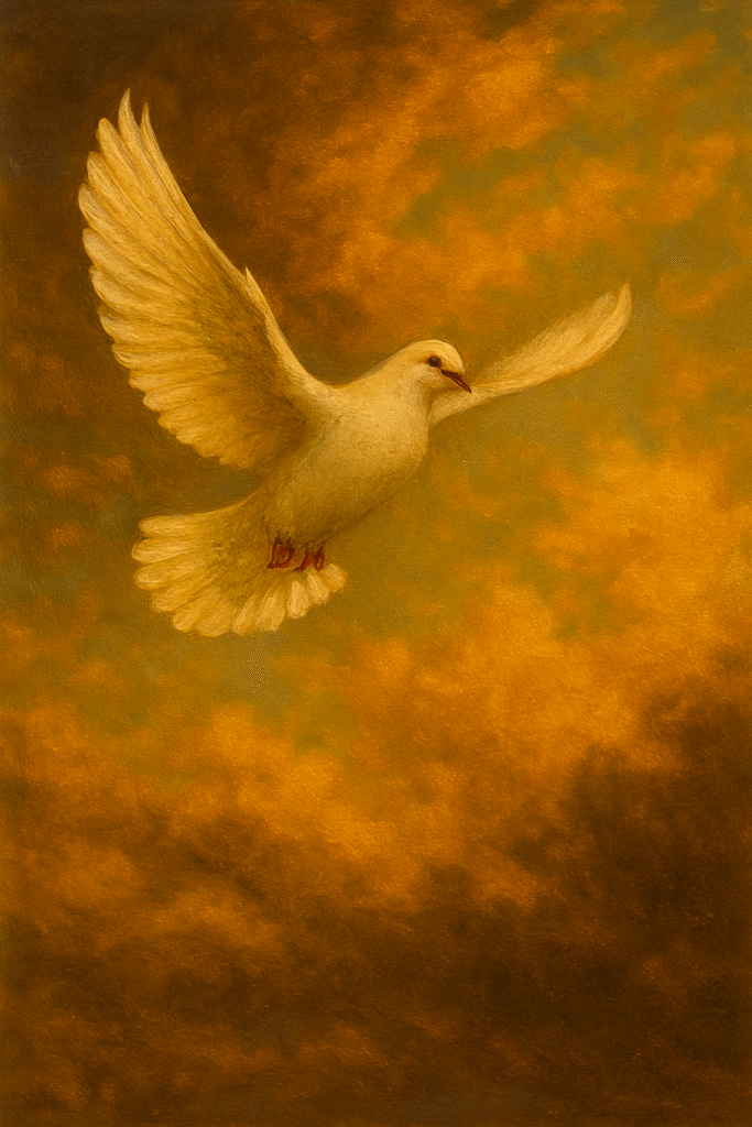 image of a dove in flight representing the spirit of baha'i