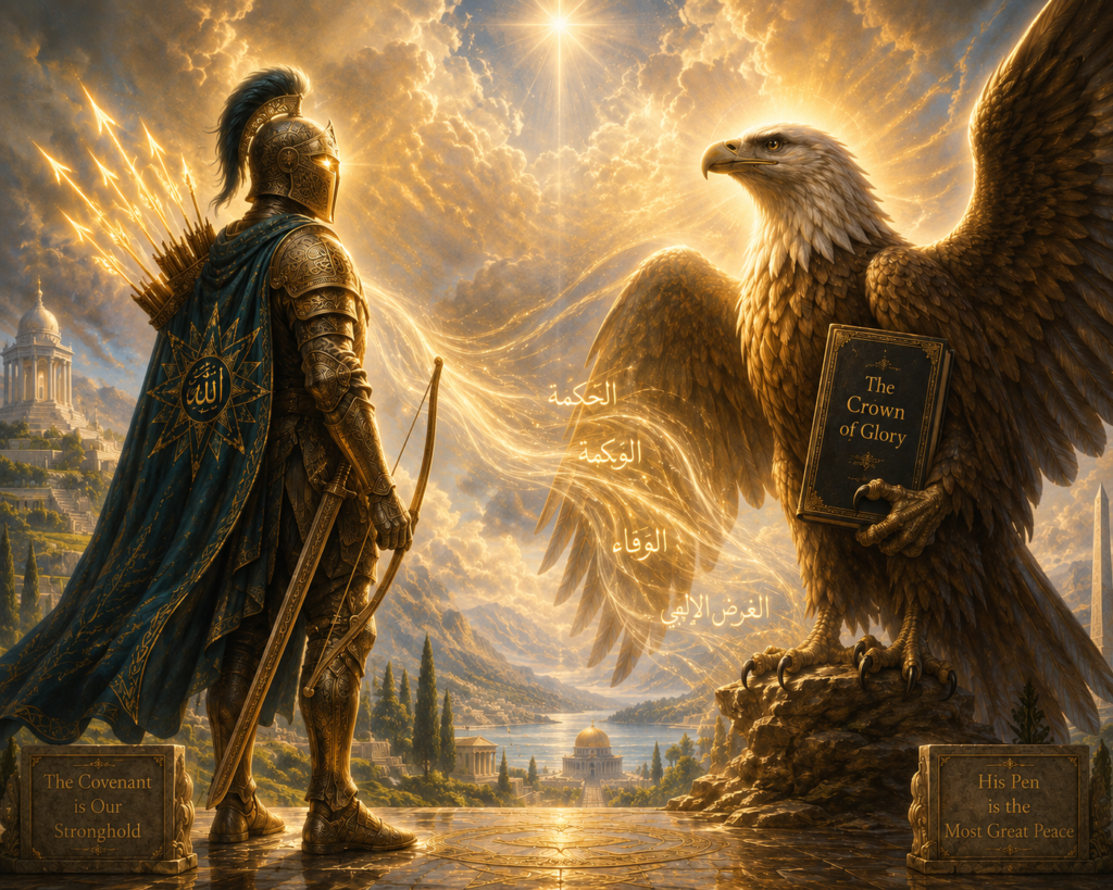 hero image depicting knight of baha'u'llah meeting eagle of the east