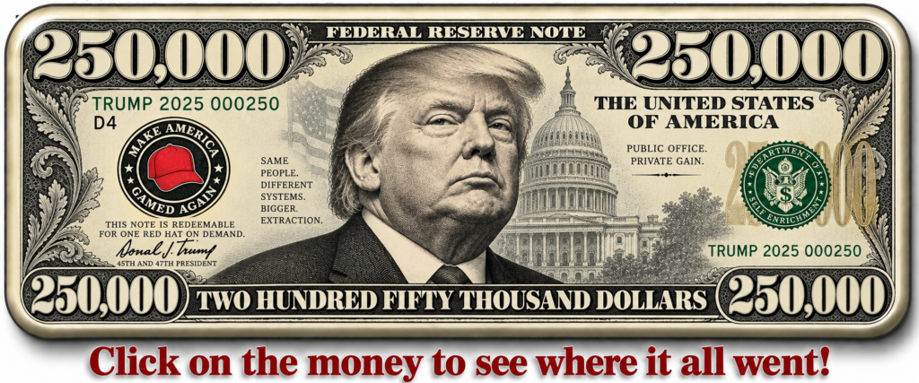 Satirical $250,000 bill for The Trump Extraction download